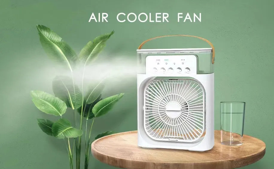 Portable Air Conditioner Fan – Mini Air Cooler with 7-Color LED, Timer, 3 Speeds & Spray Modes | Abbase & Sons