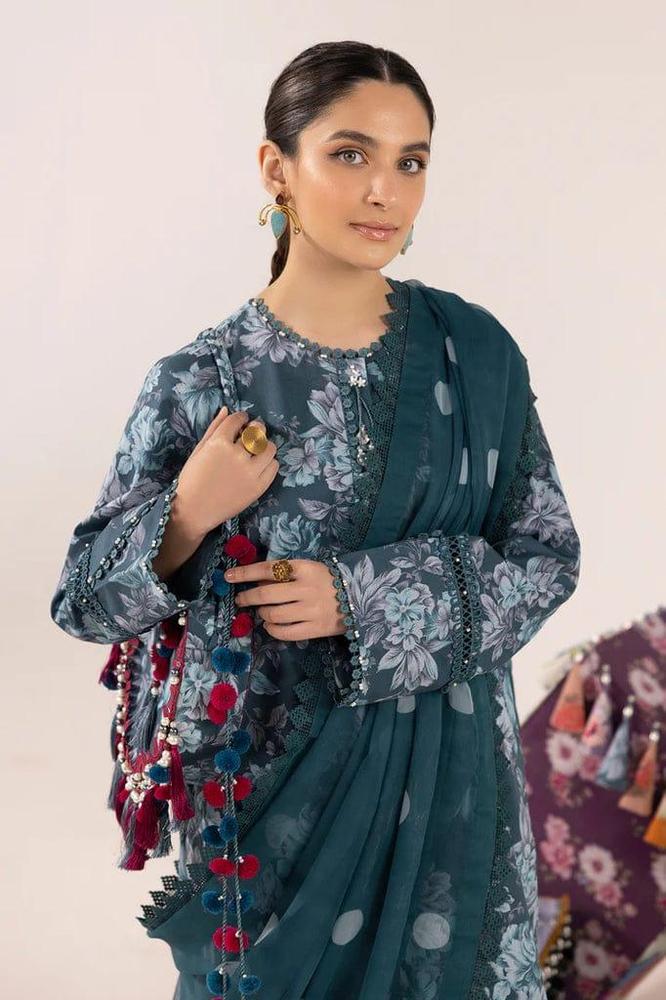 3 Pcs Women's Unstitched Lawn Printed Suit – Summer Collection 2025