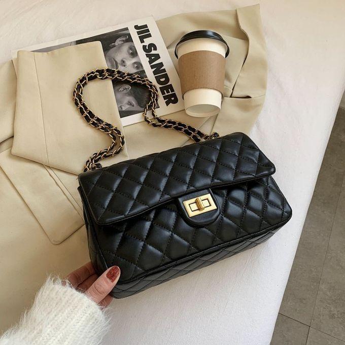Black Embroidered PU Leather Shoulder Bag for Girls