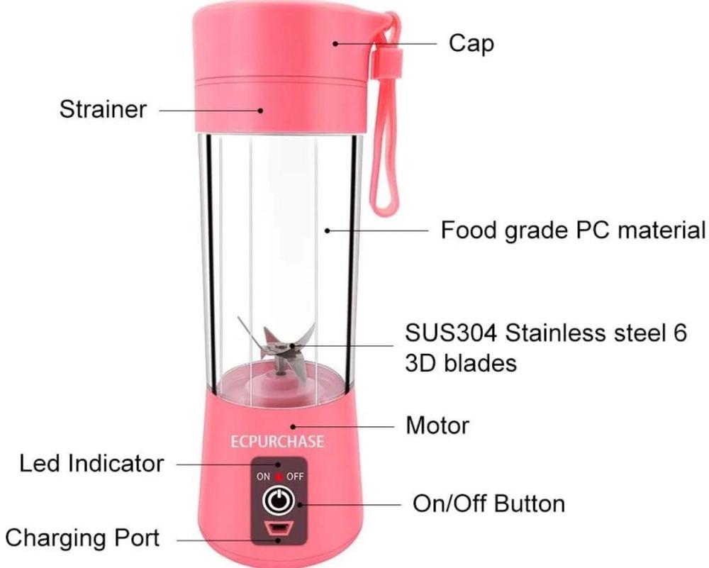 6 Blade Electric Juicer Machine – Portable & Powerful Citrus Blender