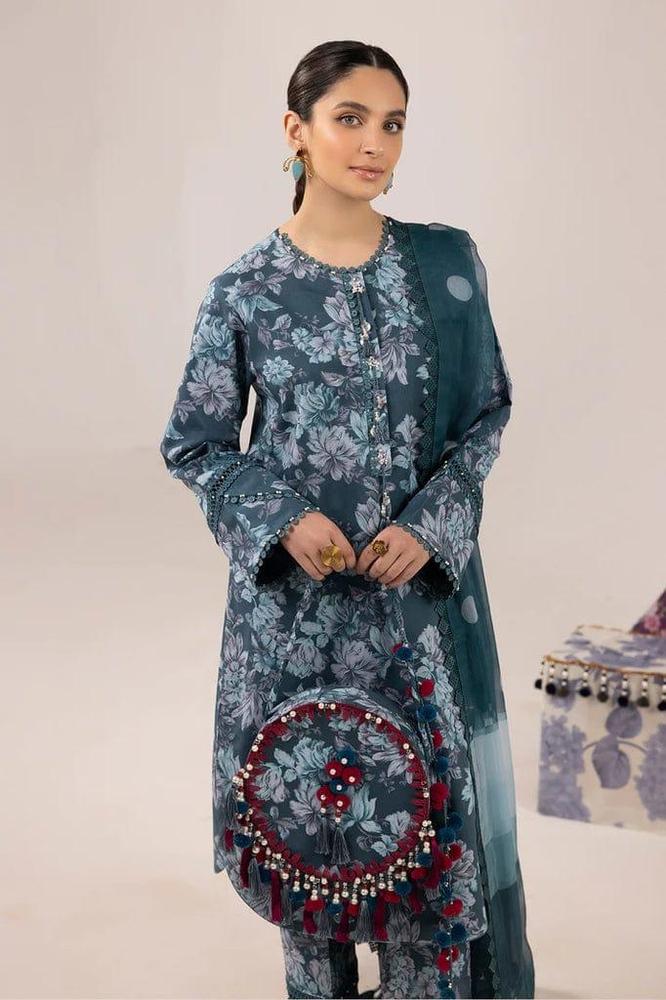3 Pcs Women's Unstitched Lawn Printed Suit – Summer Collection 2025